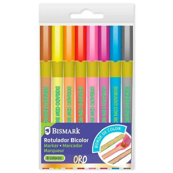 Žymeklių rinkinys Bismark Lettering Bicolor Spalvotas Auksinis 8 Dalys (12 vnt.)
