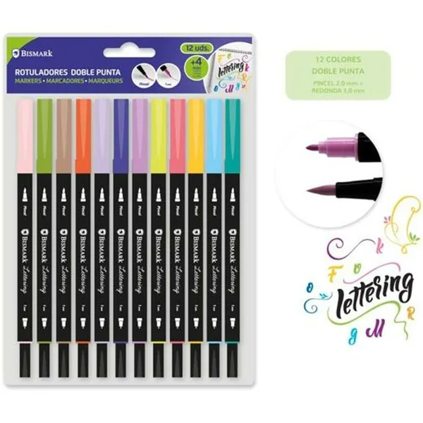 Žymeklių rinkinys Bismark LETTERING Spalvotas 12 Dalys (6 vnt.)