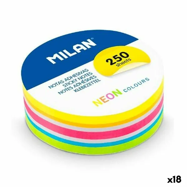 Набор клейких заметок Milan Neon Разноцветный 12 Предметы (18 штук)