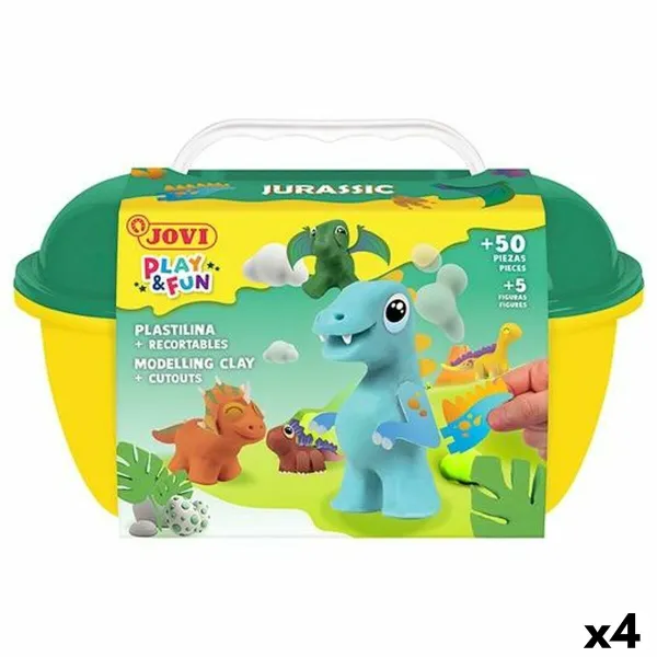 Пластилиновая игра Jovi PLAY&FUN JURASIC Разноцветный (4 штук)