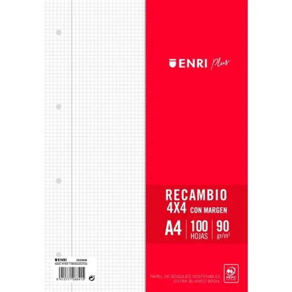 Vaihtoarkit ENRI Valkoinen A4 100 Levyt (24 osaa)