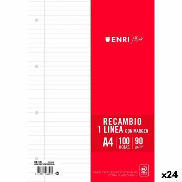 Запасные лезвия ENRI Белый A4 100 Листья (24 штук)