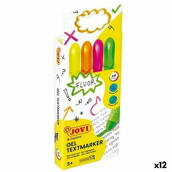 Šviečiančių markerių rinkinys Jovi GEL TEXTMARKER Spalvotas (12 vnt.)