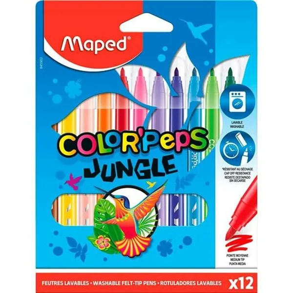 Flomasteru Komplekts Maped COLOR´PEPS JUNGLE Daudzkrāsains 12 Daudzums (12 gb.)