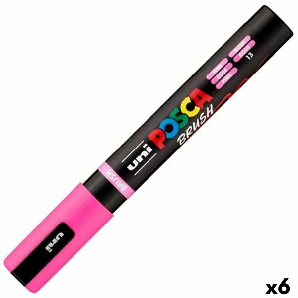 Маркер BRUSH POSCA PC-5BR Розовый (6 штук)