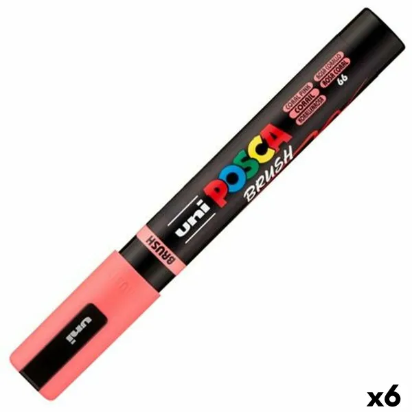Marker BRUSH POSCA PC-5BR Korallpunane (6 Ühikut)