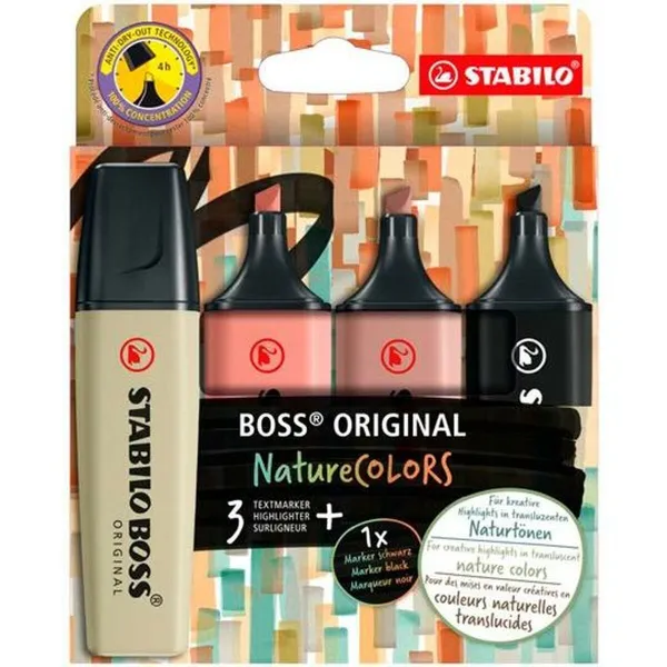 Šviečiančių markerių rinkinys Stabilo BOSS ORIGINAL NATURECOLORS Spalvotas 4 Dalys (5 vnt.)