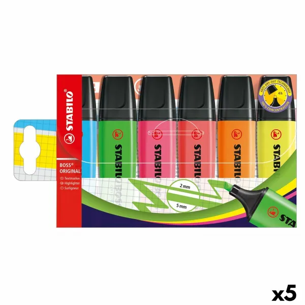 Fluorescējošo Marķieru Komplekts Stabilo BOSS ORIGINAL Daudzkrāsains 6 Daudzums (5 gb.)