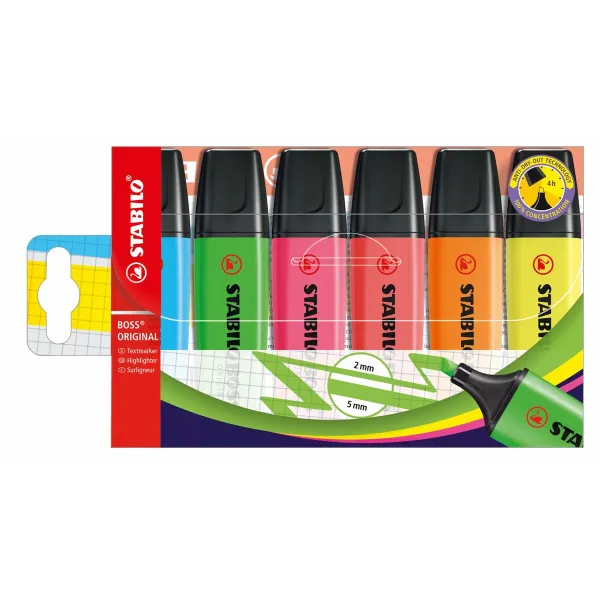 Fluorescējošo Marķieru Komplekts Stabilo BOSS ORIGINAL Daudzkrāsains 6 Daudzums (5 gb.)