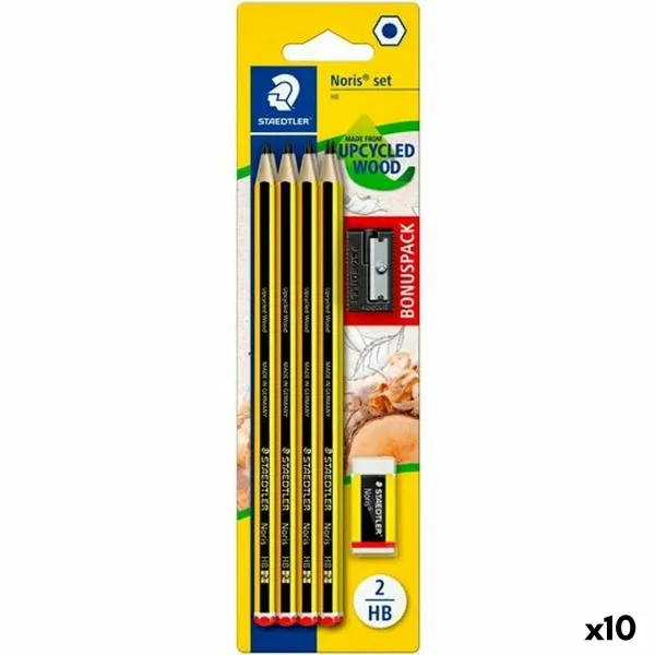 Pieštukų rinkinys Staedtler Šešiakampis HB Drožtukas Trintukas (10 vnt.)