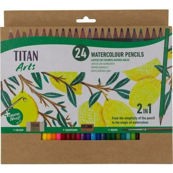 Акварельные цветные карандаши Titan Arts Разноцветный 24 Предметы