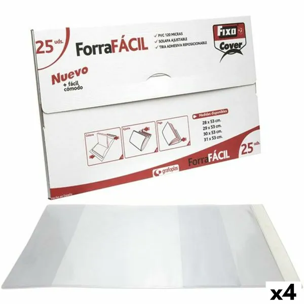 Клейкая обложка для книг Fixo Прозрачный 30 x 53 cm (4 штук)