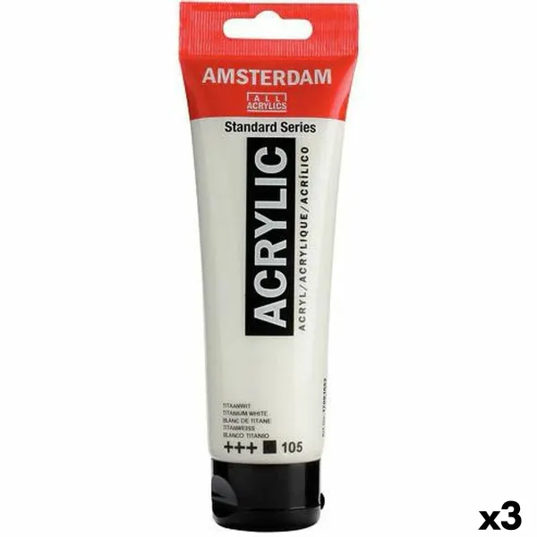 Akryylimaali Talens Amsterdam Valkoinen 120 ml (3 osaa)