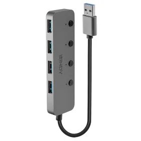 USB-keskitin LINDY Musta Harmaa (1 osaa)