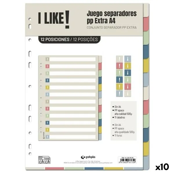 Разделители Grafoplas I LIKE Разноцветный полипропилен (10 штук)