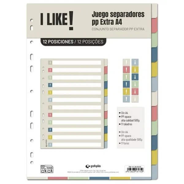 Разделители Grafoplas I LIKE Разноцветный полипропилен (10 штук)