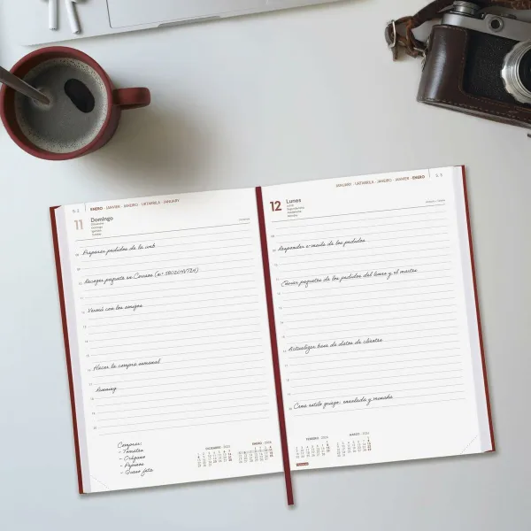 Diary Finocam Burgundy 16,5 x 24 cm