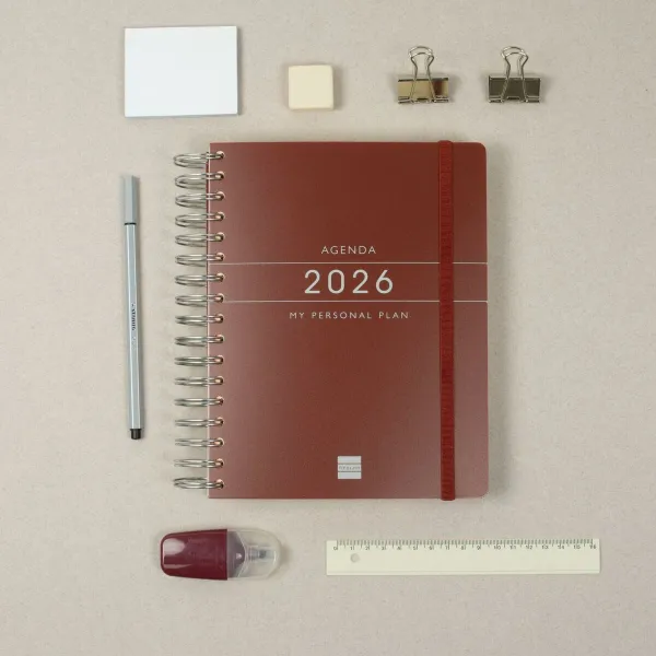 Diary Finocam Burgundy Quarto 15,5 x 21,7 cm