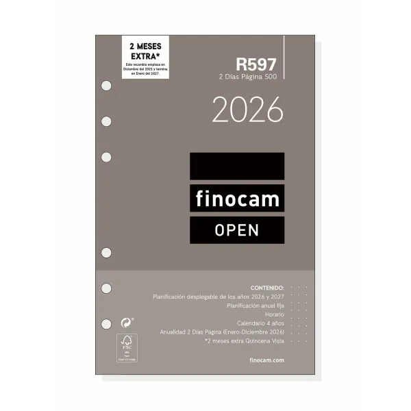 Diary Refill Finocam OPEN R597 2026 11,7 x 18,1 cm