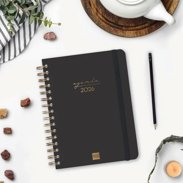 Diary Finocam Alma Black A5 15,5 x 21,2 cm 2026