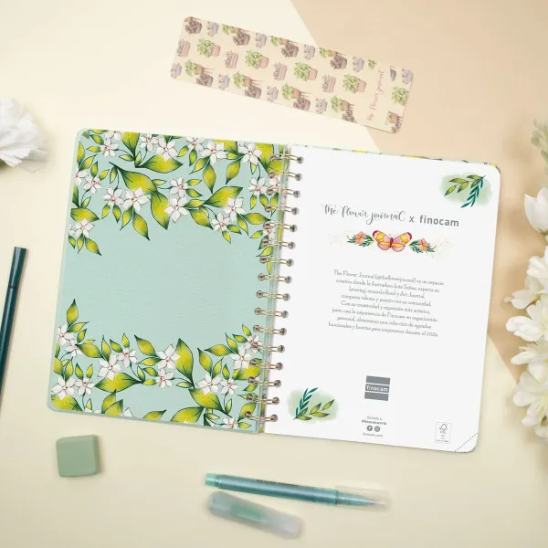 Diary Finocam THE FLOWER JOURNAL A5 15,5 x 21,2 cm Green 2026