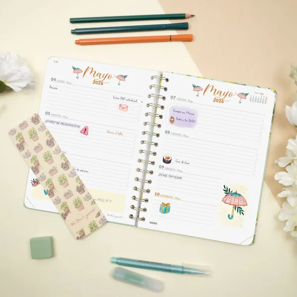 Расписание Finocam THE FLOWER JOURNAL A5 15,5 x 21,2 cm Зеленый 2026