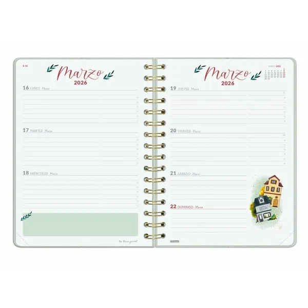 Расписание Finocam THE FLOWER JOURNAL A5 15,5 x 21,2 cm Зеленый 2026