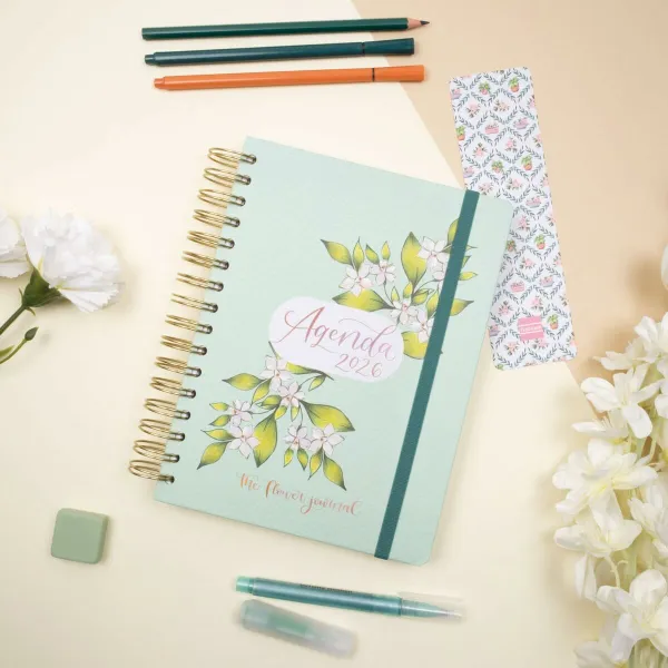 Dienoraštis Finocam THE FLOWER JOURNAL A5 15,5 x 21,2 cm Žalia 2026
