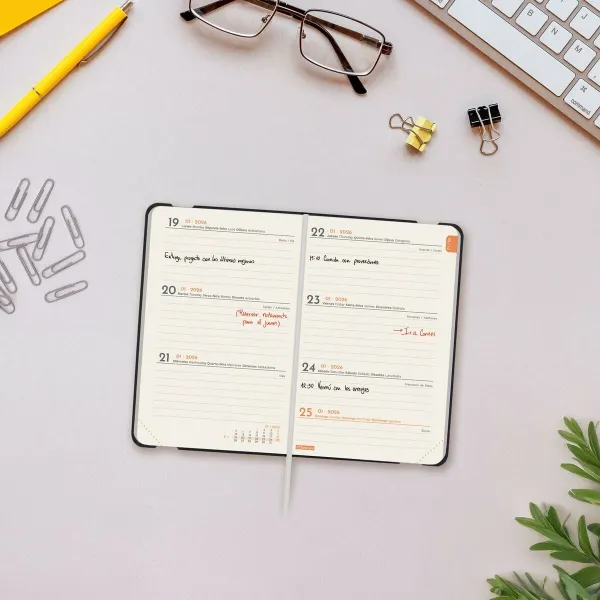 Diary Finocam FLEXI Black Mini 8,2 x 12,7 cm 2026