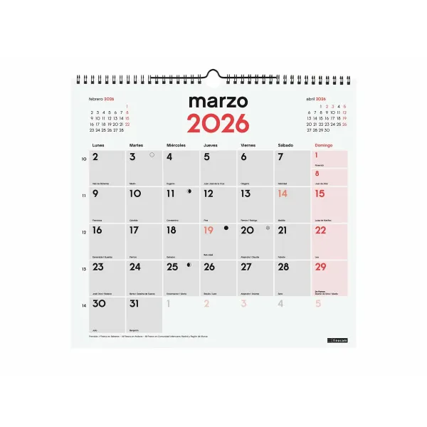 Sieninis kalendorius Finocam Popierius 34 x 32 cm