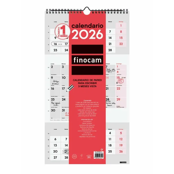 Wall calendar Finocam Paper 23,6 x 43 cm