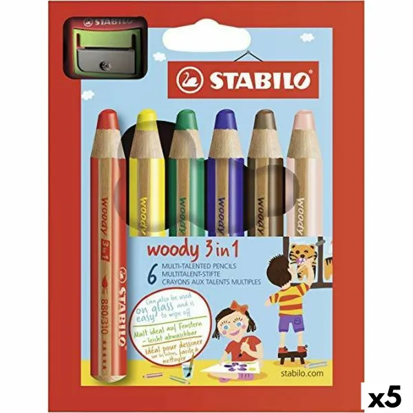 Krāsainie zīmuļi Stabilo Woody Daudzkrāsains 6 Daudzums (5 gb.)