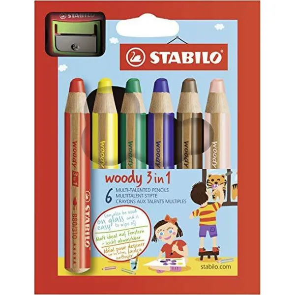Krāsainie zīmuļi Stabilo Woody Daudzkrāsains 6 Daudzums (5 gb.)