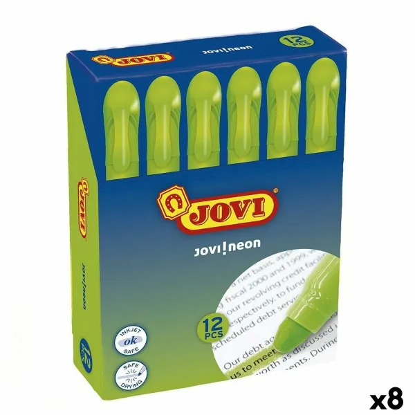 Fluorescent Marker Set Jovi JOVI!NEON Green 12 Pieces (8 Units)