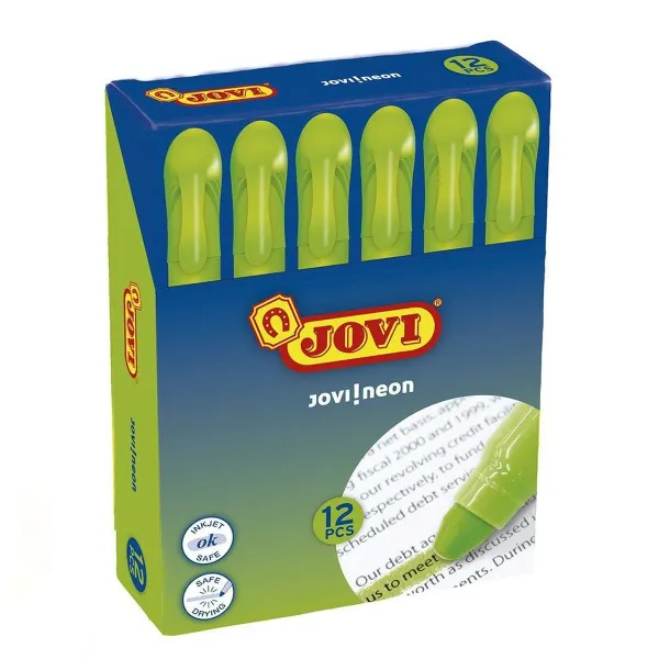 Fluorescējošo Marķieru Komplekts Jovi JOVI!NEON Zaļš 12 Daudzums (8 gb.)