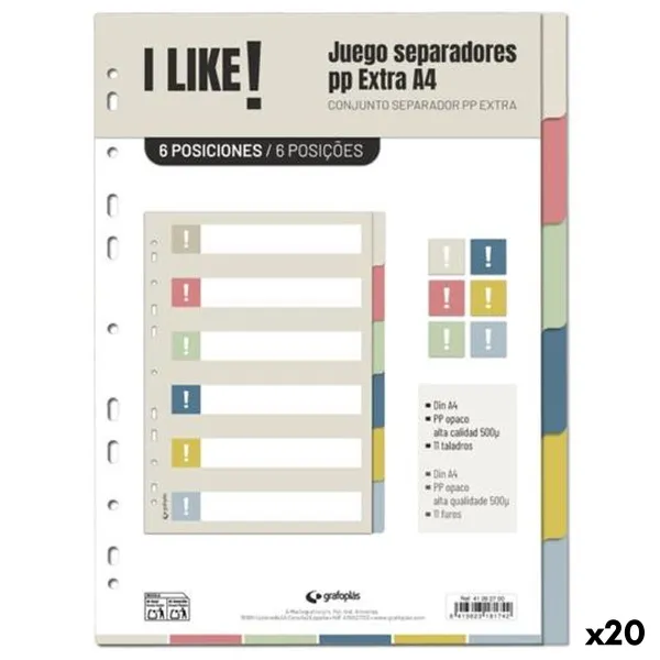 Разделители Grafoplas I LIKE Разноцветный полипропилен (20 штук)