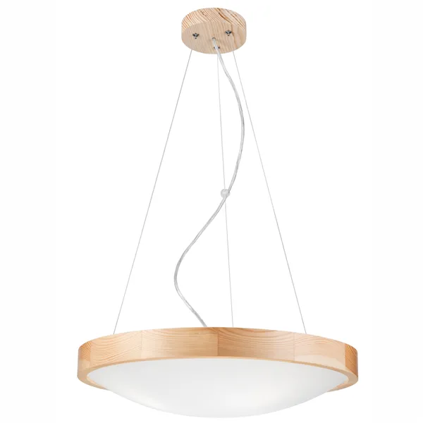 LD.PD-8.3/Z ANELLO Z ceiling lamp with convex glass, 3-point wooden hanging LED