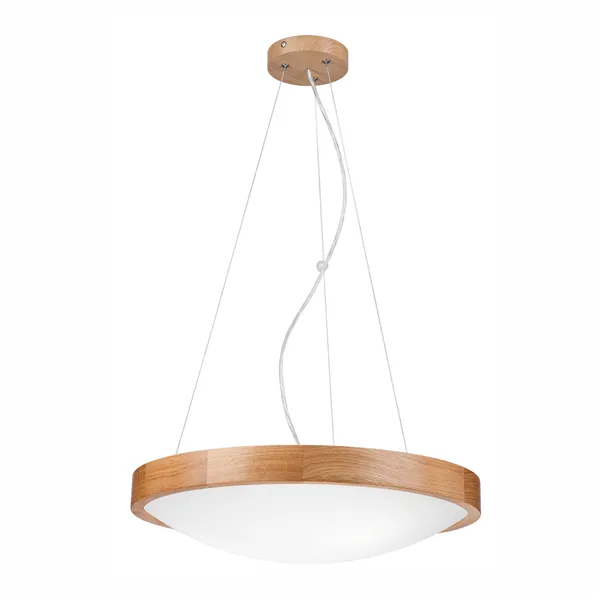 LD.PD-8.3/Z ANELLO Z ceiling lamp with convex glass, 3-point wooden hanging LED