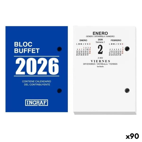 Stalo kalendorius Ingraf Buffet 2026 (90 vnt.)