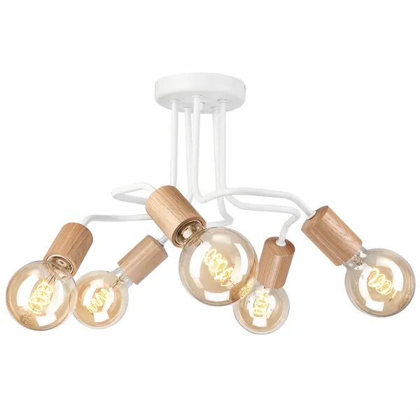 LM-5.195 CONOR 5-light ceiling lamp white / oak