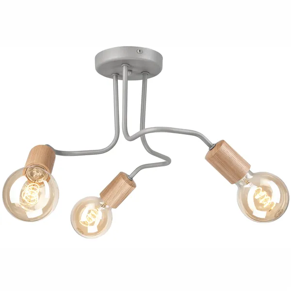 LM-3.195 CONOR 3-light ceiling lamp silver / oak