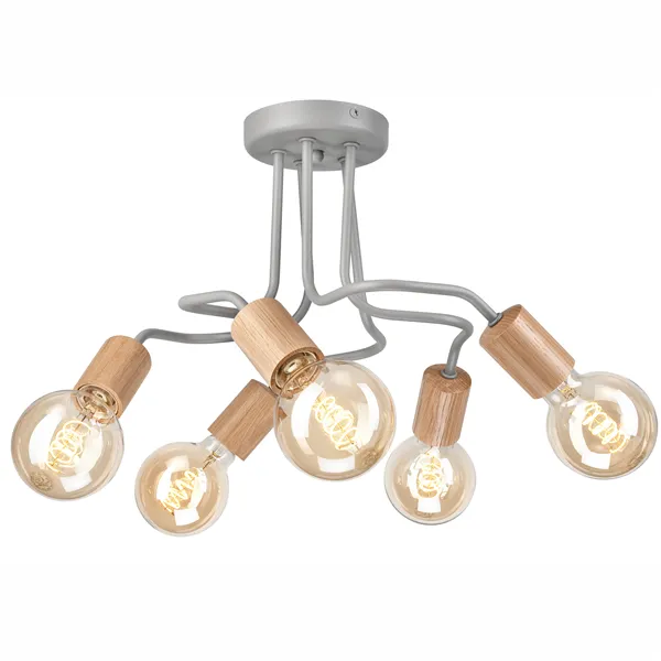 LM-5.195 CONOR 5-light ceiling lamp silver / oak