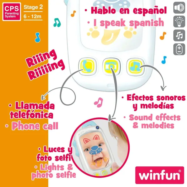 Rotaļlietu telefons Winfun Balts 9 x 15,5 x 3,8 cm (6 gb.)