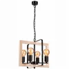 LM - 4.176 CEDRIC 4-light black hanging chandelier with wood