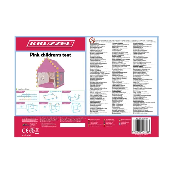 Lasten ja 39-vuotiaiden teltta - pinkki Kruzzel 22653
