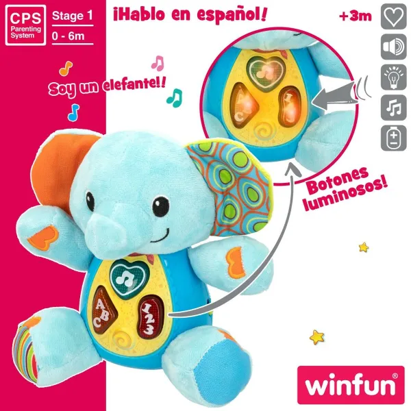 Плюшевая игрушка, издающая звуки Winfun Слон 17 x 17,5 x 10 cm (6 штук)