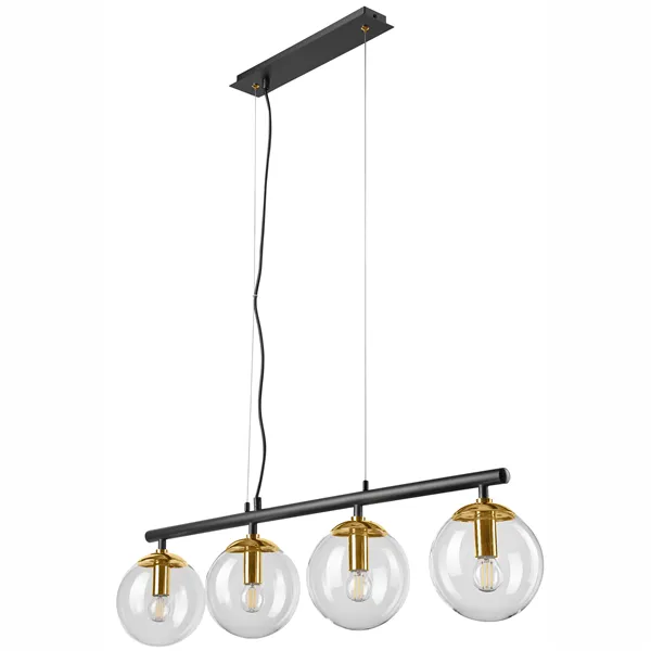 LM-4.196 ELOISE 4-light hanging lamp with transparent shades, brass