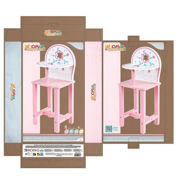Высокий стул Woomax 25 x 55 x 20 cm Kуклы Белый Розовый 2 штук