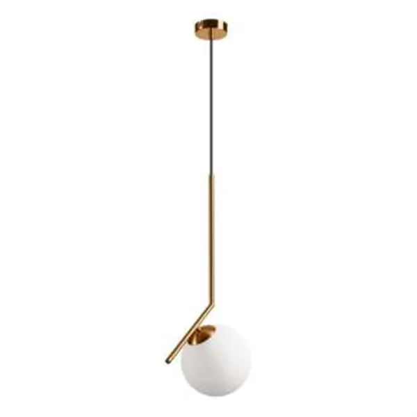 LM-1.198/A AMBER 1-light brass hanging lamp with a ball shade