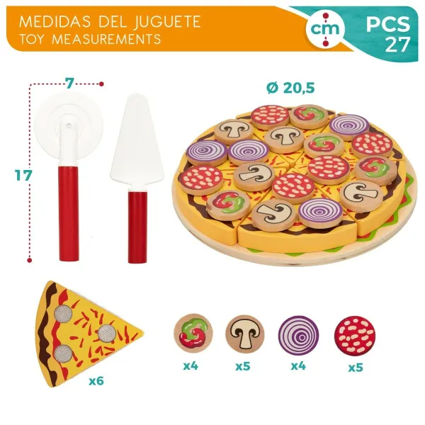 Деревянная игра Woomax Pizza 27 Предметы (6 штук)